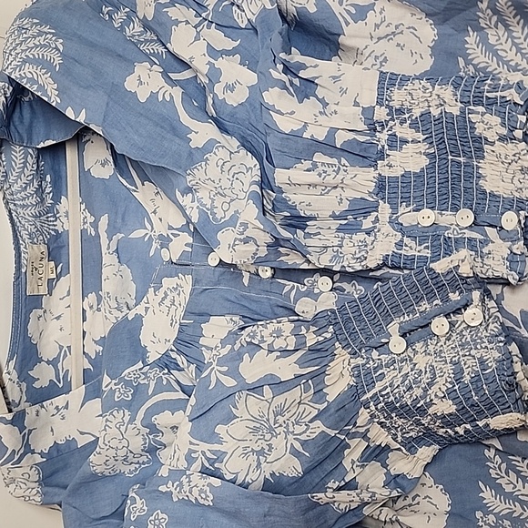 House Of Lacuna Womens Blue Floral Tuscany Boho Romantic Feminine Top Sz M/L - Picture 10 of 13